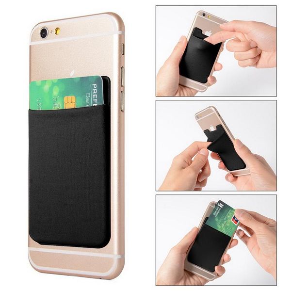 Portafoglio per cellulare in lycra Porta carte di credito Porta carte di credito Adesivo adesivo tascabile per iPhone 5 6 6s 7 Plus Samsung huawei