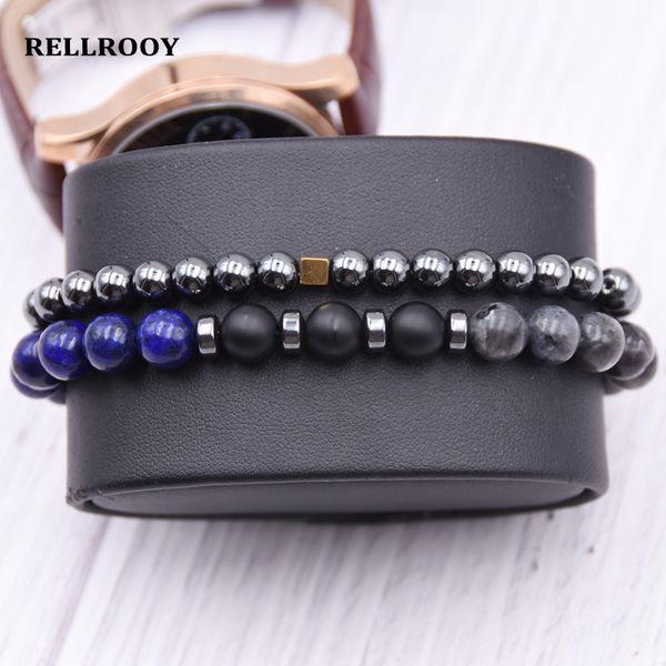 

2pcs/set bracelets men new fashion beaded strand men bracelet stone charm bracelet for jewelry gift 2019, Black