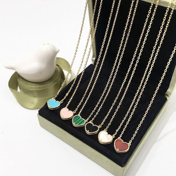 

fashion natural agate copper love necklace heart shaped pendant lace black peach necklace female simple womens necklace jewelry wholesale, Silver