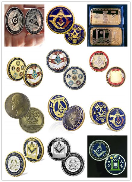 Misture 12 design! Maçom Collectible Coin Militar Veterano Challenge Coin Masonic Collectible transporte livre vendas de varejo