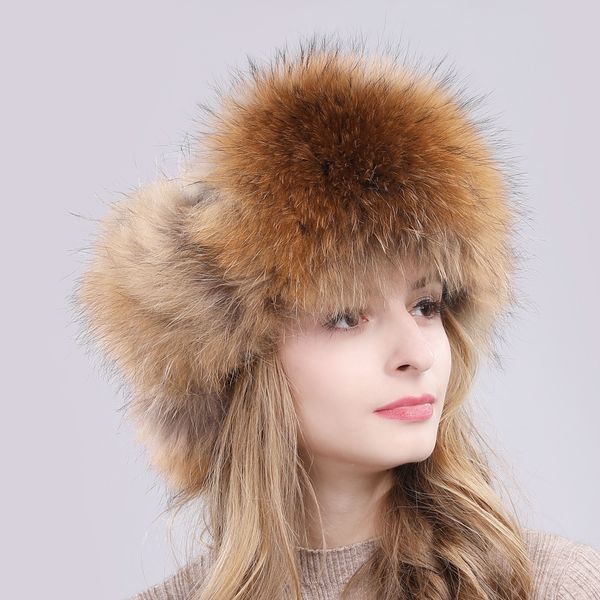 

2019 new winter russian natural real fox fur hat women warm good quality fox fur bomber hats genuine real fox fur cap, Blue;gray