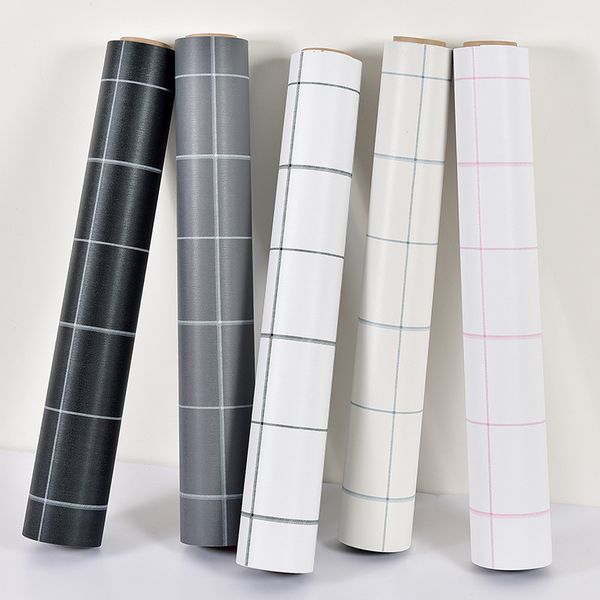 

45cmx10m classic black white gray plaid self-adhesive wallpaper tv background clothing store cafe wallpaper bedroom