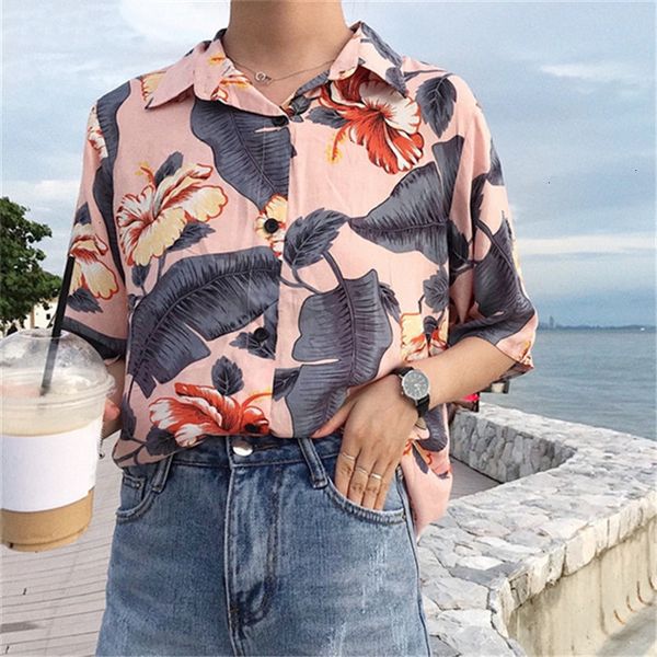 

блуза женщина женщины top 2019 мода лето tops печати цветка богемского блузка рубашки с коротким рукавом повседневная корейский blusas 75001, White