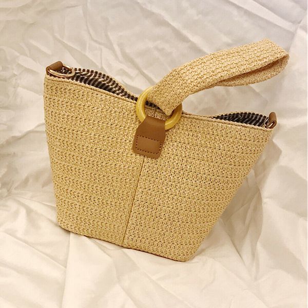 

2019 women hand woven bag round straw rattan tote bag purse wicker girls summer bohemia style beach circle beach bags