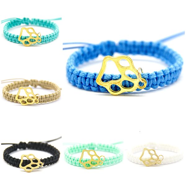 

handmade delicate multi colors charm bracelets for women with gold dog claw rope chain adjust size family members jewelry gifts, Golden;silver