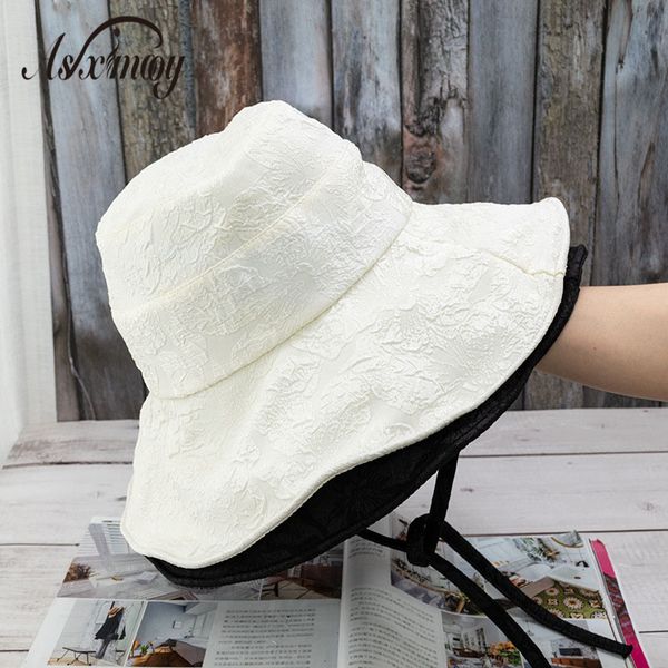 

summer sun hat women fashion elegant ladies bucket hat white black wide brim panama hats bob femme basin chapeau 2020 gorras, Blue;gray