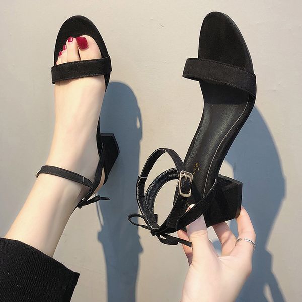 

high heel sandal for women fashion womens shoes 2020 block heels beige heeled sandals espadrilles platform woman luxury comfort, Black