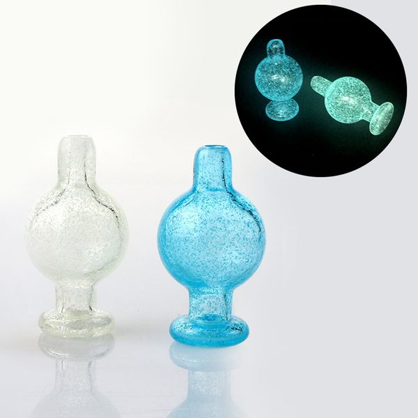

25mmOD Новый светящийся стеклянный пузырь Carb Cap Blue Green Glass Carb Caps Безвкусные курительные принадлежности для скошенной кромки Кварцевые гвозди Banger Dab Rigs