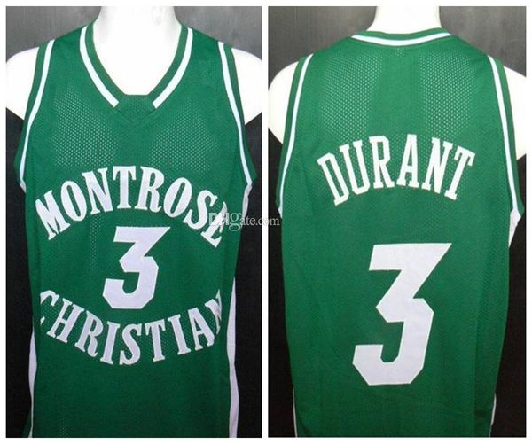 Montrose Christian High School Kevin Durant #3 Green Retro Basketball Jersey Mens ED Custom beliebte Zahlenname Trikots