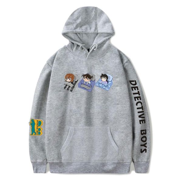

detective conan printing hoodies round neck sweatshirt fashion trend style new 2d polyester material, Black