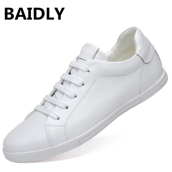 

baidly british men leather casual shoes genuine leather men shoes soft driving handmade sneakers, Black