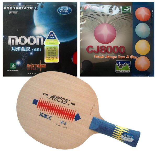 

original pro table tennis combo racket galaxy yinhe w-6 moon factory tuned and palio cj8000 biotech shakehand long handle fl