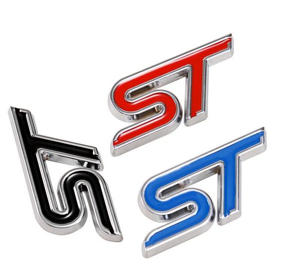 10 pezzi in metallo rosso blu ST adesivo per auto distintivo dell'emblema cromato per FORD FIESTA FOCUS MONDEO Auto Car Styling