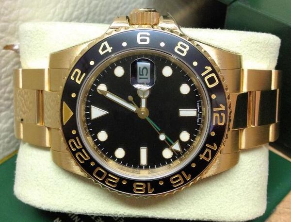 

роскошные высококачественные топовые мужские часы gmt 116718ln 116718 керамическая рамка из 18-каратного желтого золота r asia 2813 механизм, Slivery;brown