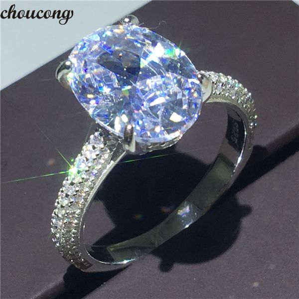 

choucong fine 100% real 925 sterling silver promise ring oval cut 3ct 5a zircon sona cz engagement wedding band rings for women, Slivery;golden