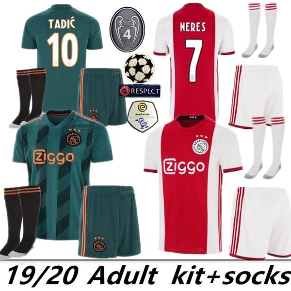 

2019 2020 de jong tadic ajax fc men occer jer ey dolberg huntelaar ziyech cruyff jer ey 19 20 football kit hirt netherland voet, Black;red