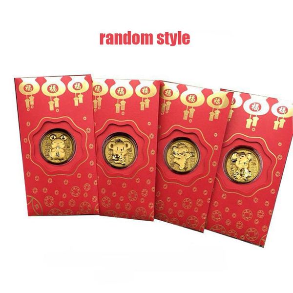 

2020 chinese rat year hongbao red envelopes new year red pocket with commemorative coins for spring festival
