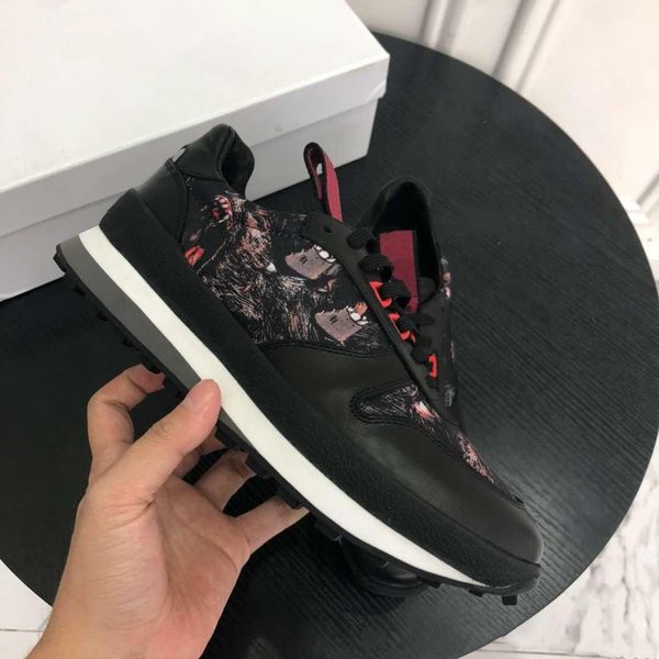 

2019 Luxury Brand Men Casual Shoes Genuine Leather Comfortable Sole Fashionable Monster Print Leisure Lace Up Sneakers Size 38-45