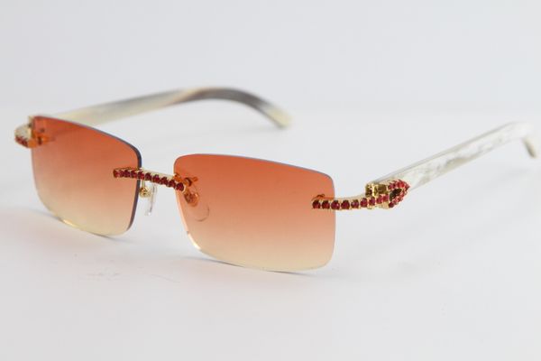 

selling rimless limited edition big stones sunglasses white genuine horn 8200757 fashion buffalo horn sunglasses diamond, White;black
