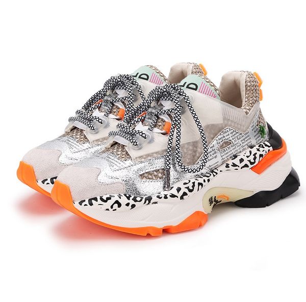 

fashion women's casual shoes 2019 autumn new leather thick-soled color matching casual personality sports shoes ladies shoes wholesale, Black