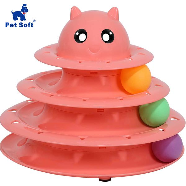 

pet soft pet interactive toys cat three-tier turntable intellectual track tower funny cat toy plate rotatable turntable toy