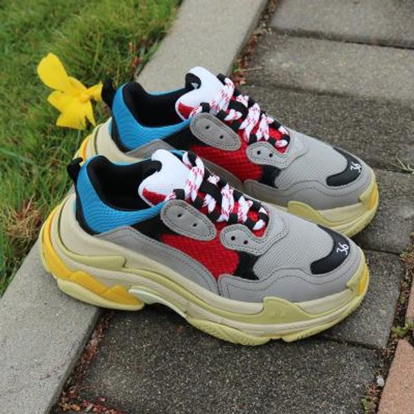 

2019 multi luxury triple s designer low old dad sneaker combination soles boots mens womens fashion casual shoes high size 8604, Black