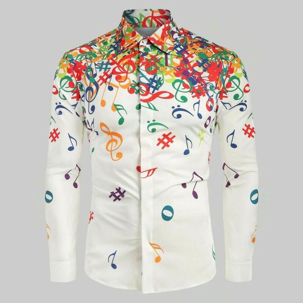 

men's casual men business slim shirts new lapel long sleeve shirt print plus size single-breasted hot, White;black