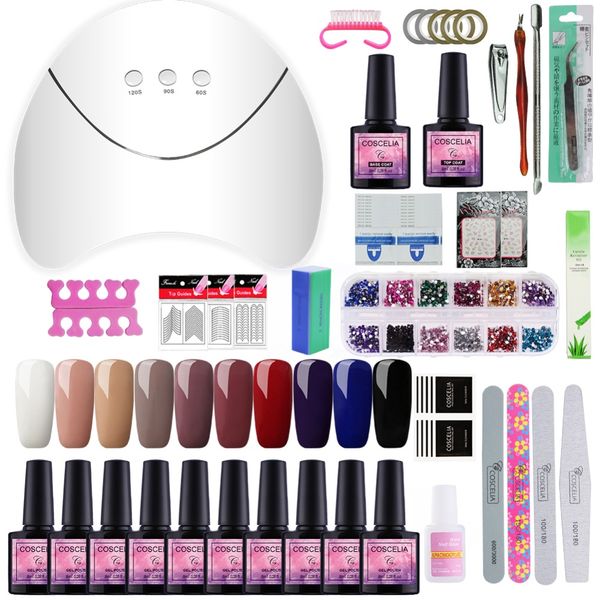 

nail art manicure set 36w nail dryer with 10pc gel polish set gel varnish lacquer tools for manicure kit base coat