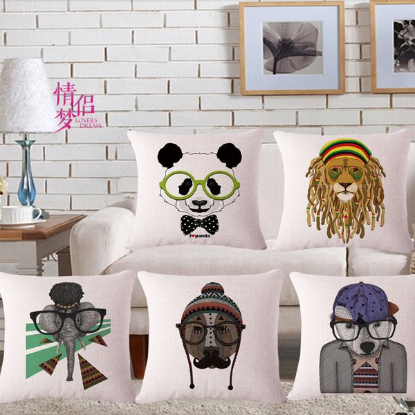 

originality cartoon animal cotton flax pillow back cushion backrest recruit agent