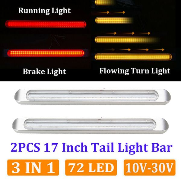 

2pcs 10-30v car truck trailer 72-leds sbrake turn signal tail side marker light bar lamp taillights waterproof