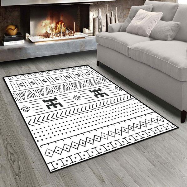

else white black retro geometric morrocan authentic 3d print non slip microfiber living room modern carpet washable area rug mat