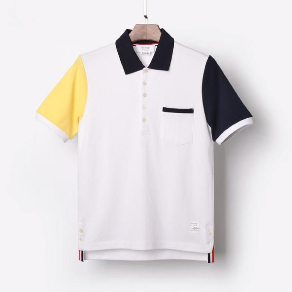 

2019 мода tb thom марка рубашки мужчины вскользь тонкий хлопок рубашка индивидуальность лето с коротким рукавом contrast цвет одежды, White;black