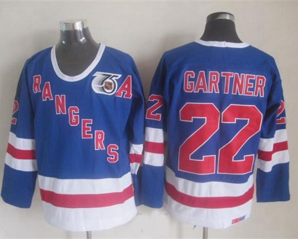 

vintage 1991 mens new york rangers mike gartner hockey jerseys vintage #22 mike gartner 75th anniversary blue shirts m-xxxl, Black;red