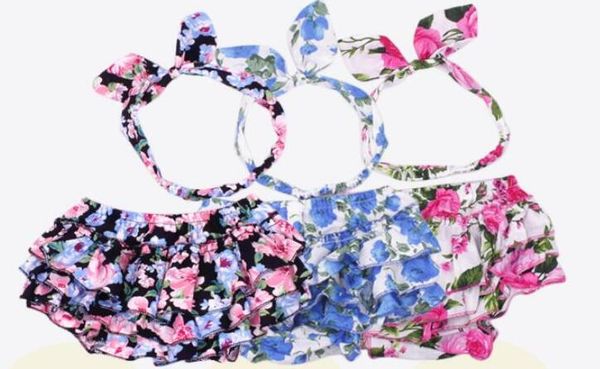 

20sets infant toddler baby girl cotton short pants + headband outfits set floral polka dot princess falbala bud silk pantskirt pp002, Blue