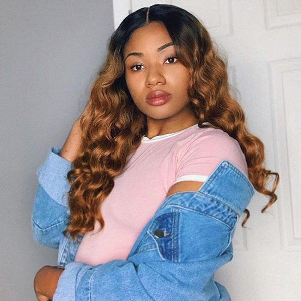 

360 ombre lace front human hair wigs with baby hair middle ratio non-remy 13*6 lace wig for women bleached knots pre-plucked, Black;brown