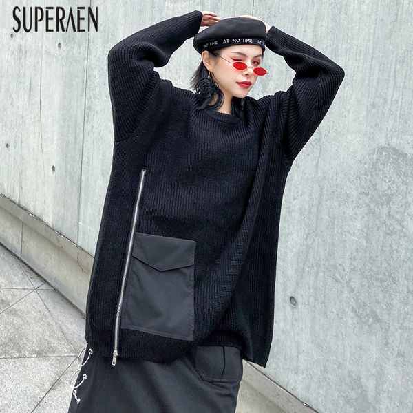

superaen fashion pullovers sweater female 2019 new autumn and winter wild casual women sweaters long sleeve women clothing, White;black