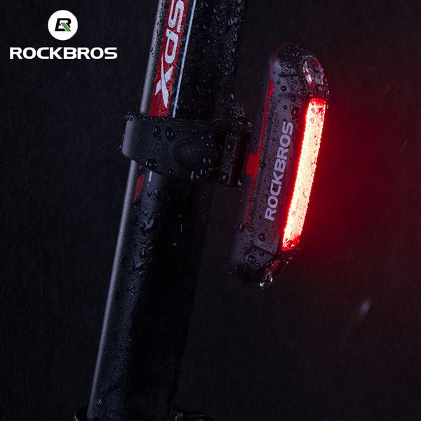 

rockbros red led light bike bicycle rear safety light cycling 6 mode waterproof usb rechargeable rear lamp tail