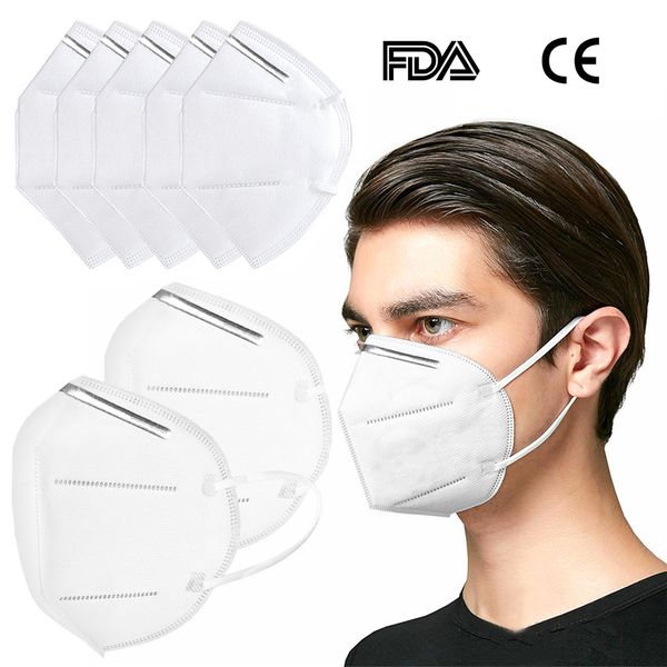 

ce fda certified kn95 ffp2 mask earloop 4 layers disposable breathing protective folding mask 95% filtration face mouth cover mask white