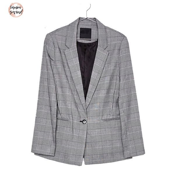 

управление леди плед blazer осень костюм женщина блейзеры mujer формальной куртки женщина elegant зубчатой ​​работа blazer feminino, White;black