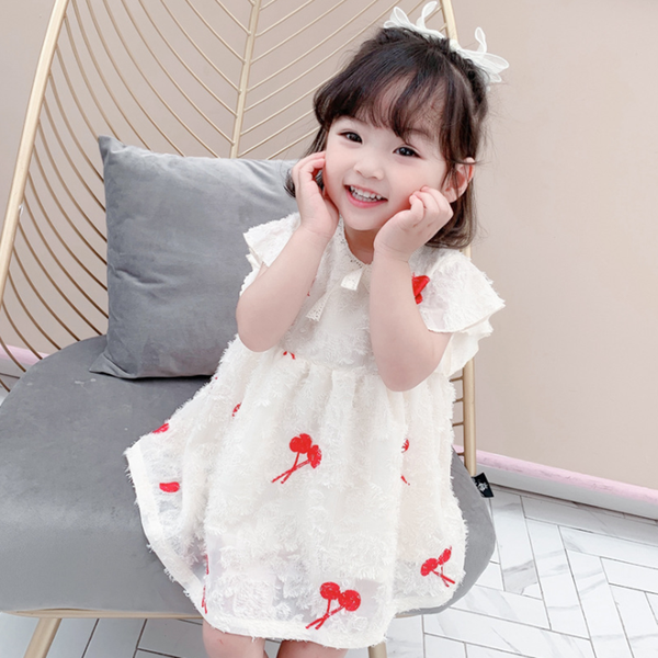 

girl's dresses dfxd 2021 toddler clothes girl dress summer korean style short sleeve princess kids costume party vestido 2-7yrs, Red;yellow