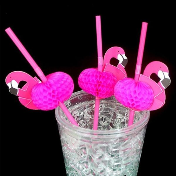 

50pcs wedding party supplies bendable flamingo cocktail drinking straws