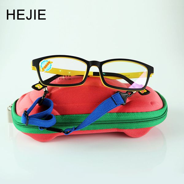 

hejie kids safe ultem(pei) optical eyeglasses frames elastic leg for age 8-12 boys girls pupils students size 51-15-133 y1027, Black
