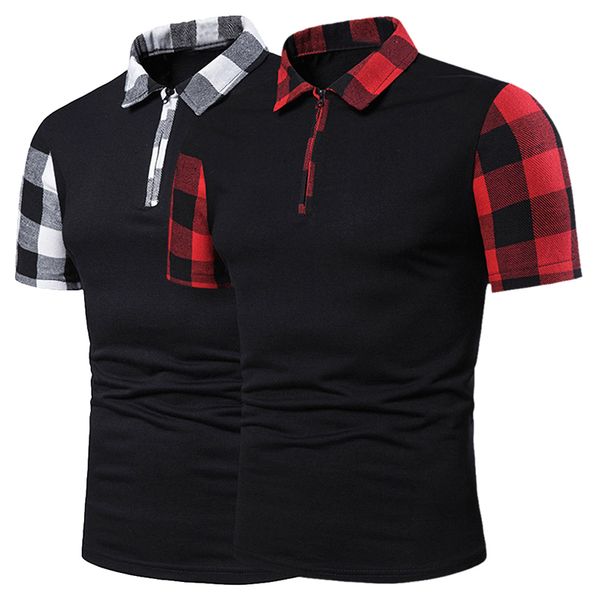 

new summer sleeve plaid stripe shirt men short sleeve shirts slim fit mens casual patchwork clothes streetwear, White;black