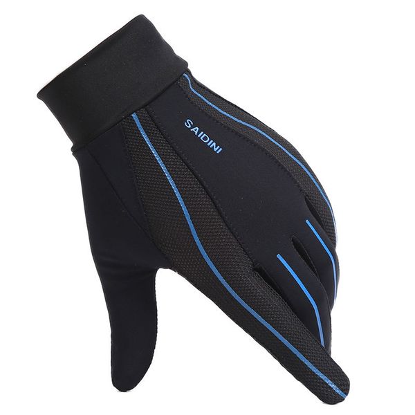 

men women full finger bicycle touch screen gloves outdoor sport climbing non-slip breathable mesh cloth fitness gloves c27, Blue;gray