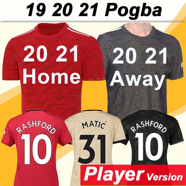 

19 20 21 pogba rashford player version home away 3rd soccer jerseys matic mata martial lingard mens short sleeve football shirts uniforms, Black;yellow