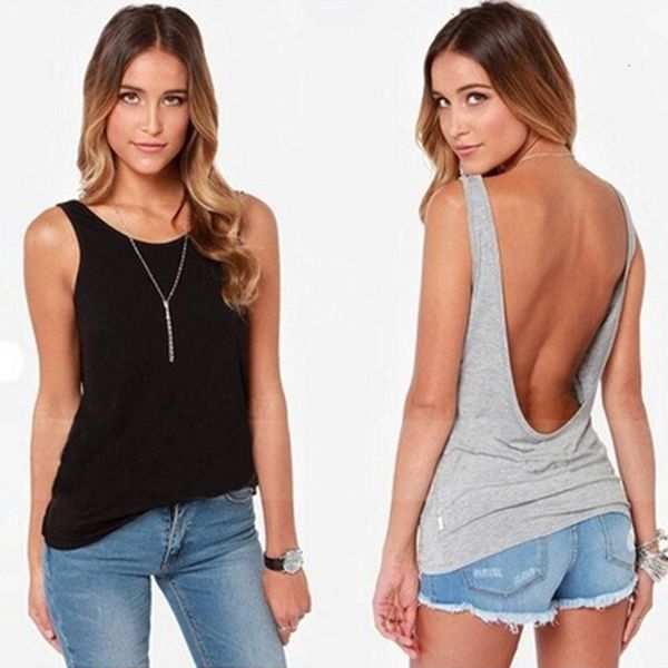 

дамы топы женская мода tank top new sexy backless топы полиэстер для лета назад рубашки тонкий дамы жилет повседневный, White