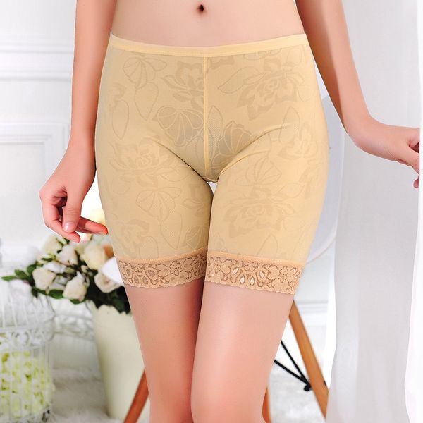 

women safety shorts lace pants ladies under skirt shorts floral stretchy seamless underskirt pants mutande donna, Black;pink