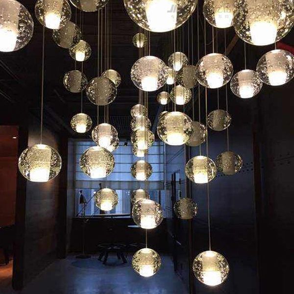 

northern european-style northern european-style crystal stair meteor shower luxury modern glass restaurant long pendant lighting