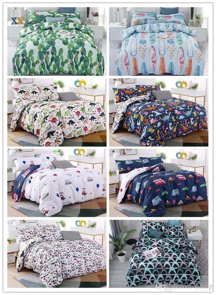 

cartoon series 2 3 pcs bedding set shark cactus dinosaur letter