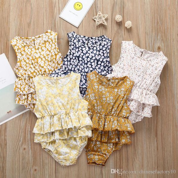 

5 colors ins baby girls rompers sleeveless toddler jumpsuits infant baby outfits kids clothes summer clothing, Blue